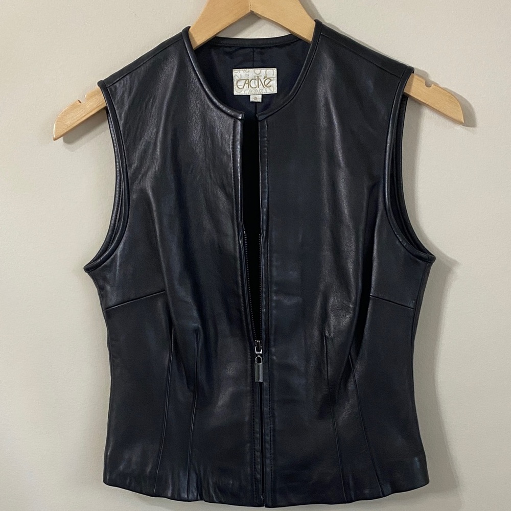 Cache Y2K Black Leather Vest size 2